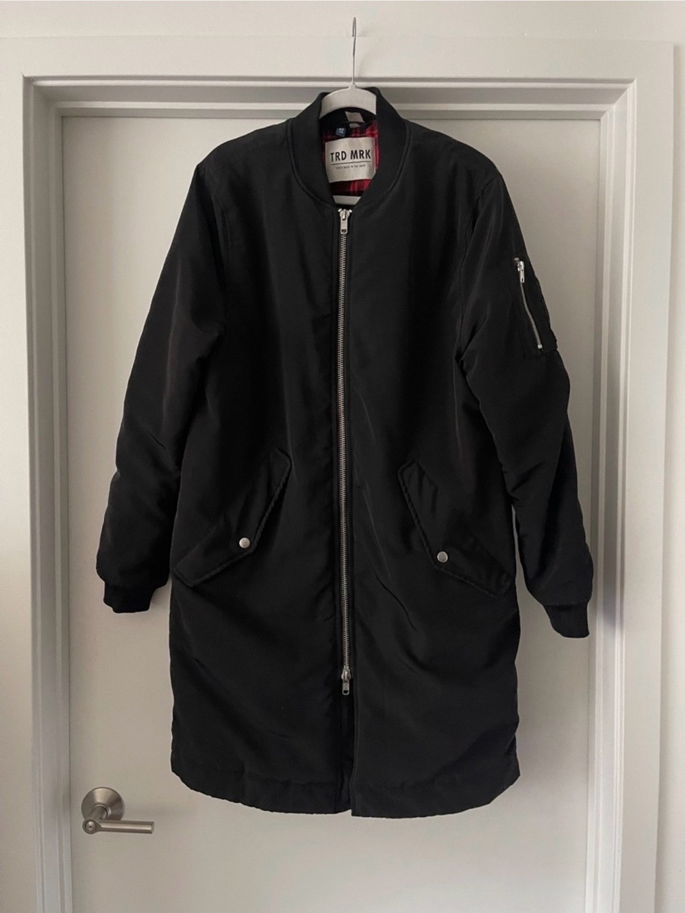 H&M Black Long Bomber Coat